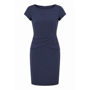 Vintage Y2K 9 & Co Navy Ruched Sheath Career Dress Deadstock Size 4 Classic LBD‎